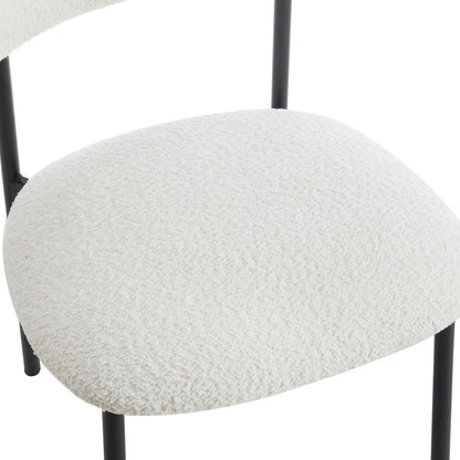 Enda Boucle Dining Chair Set of 2, White