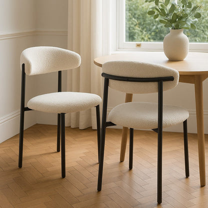 Enda Boucle Dining Chair Set of 2, White