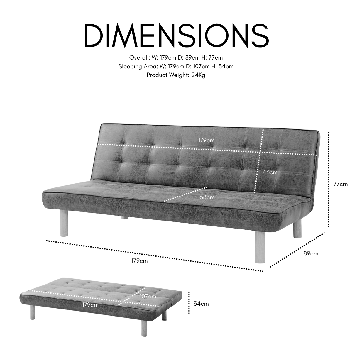 Verona Sofa Bed, Brown Air Leather