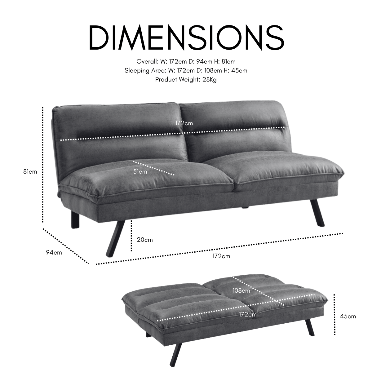 Richmond Air Leather Fabric Sofa Bed, Brown Air Leather Fabric