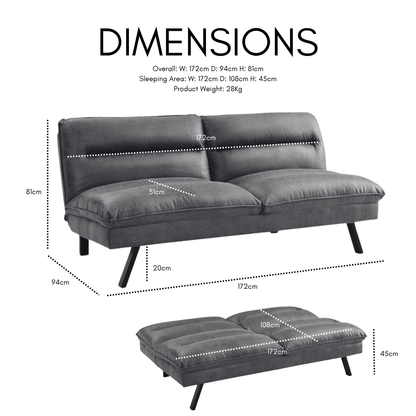 Richmond Air Leather Fabric Sofa Bed, Brown Air Leather Fabric