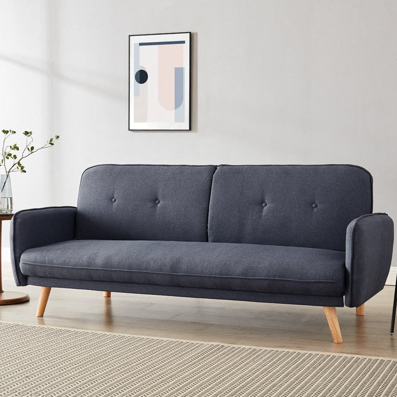 Brookhaven Fabric Sofa Bed With Natural Wooden Legs, Charcoal Fabric