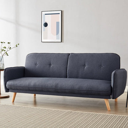 Brookhaven Fabric Sofa Bed With Natural Wooden Legs, Charcoal Fabric
