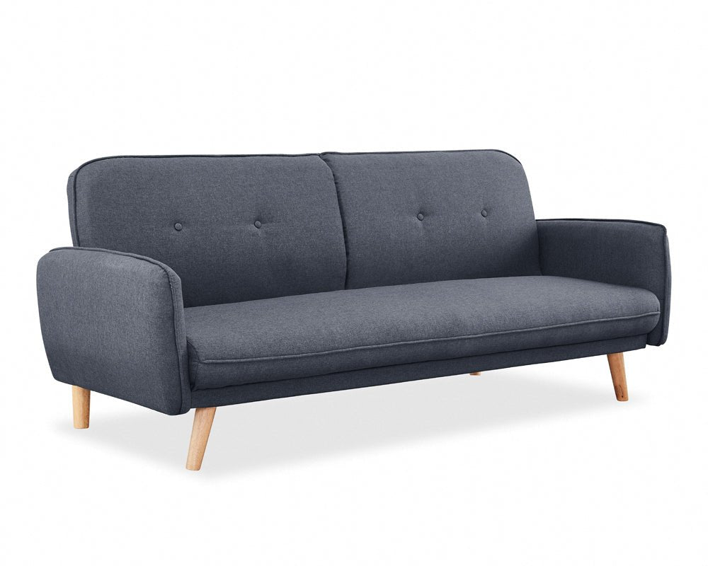 Brookhaven Fabric Sofa Bed With Natural Wooden Legs, Charcoal Fabric