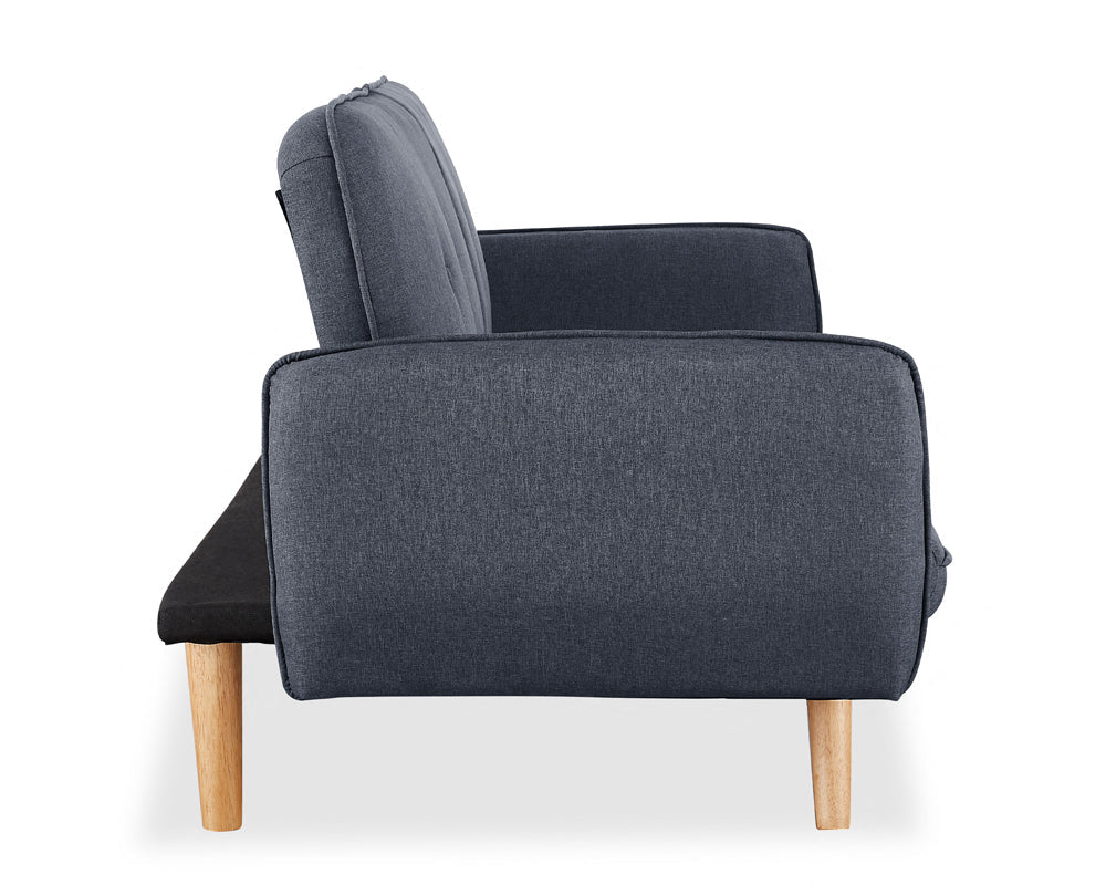 Brookhaven Fabric Sofa Bed With Natural Wooden Legs, Charcoal Fabric