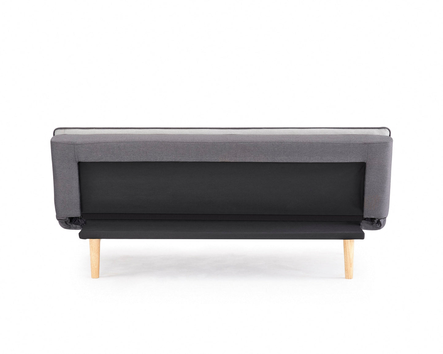 Hazel Fabric Sofa Bed Contrast Fabric Pillow Topper Wooden Legs, Grey Fabric