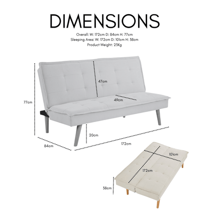 Arden Fabric Sofa Bed, Cream Fabric