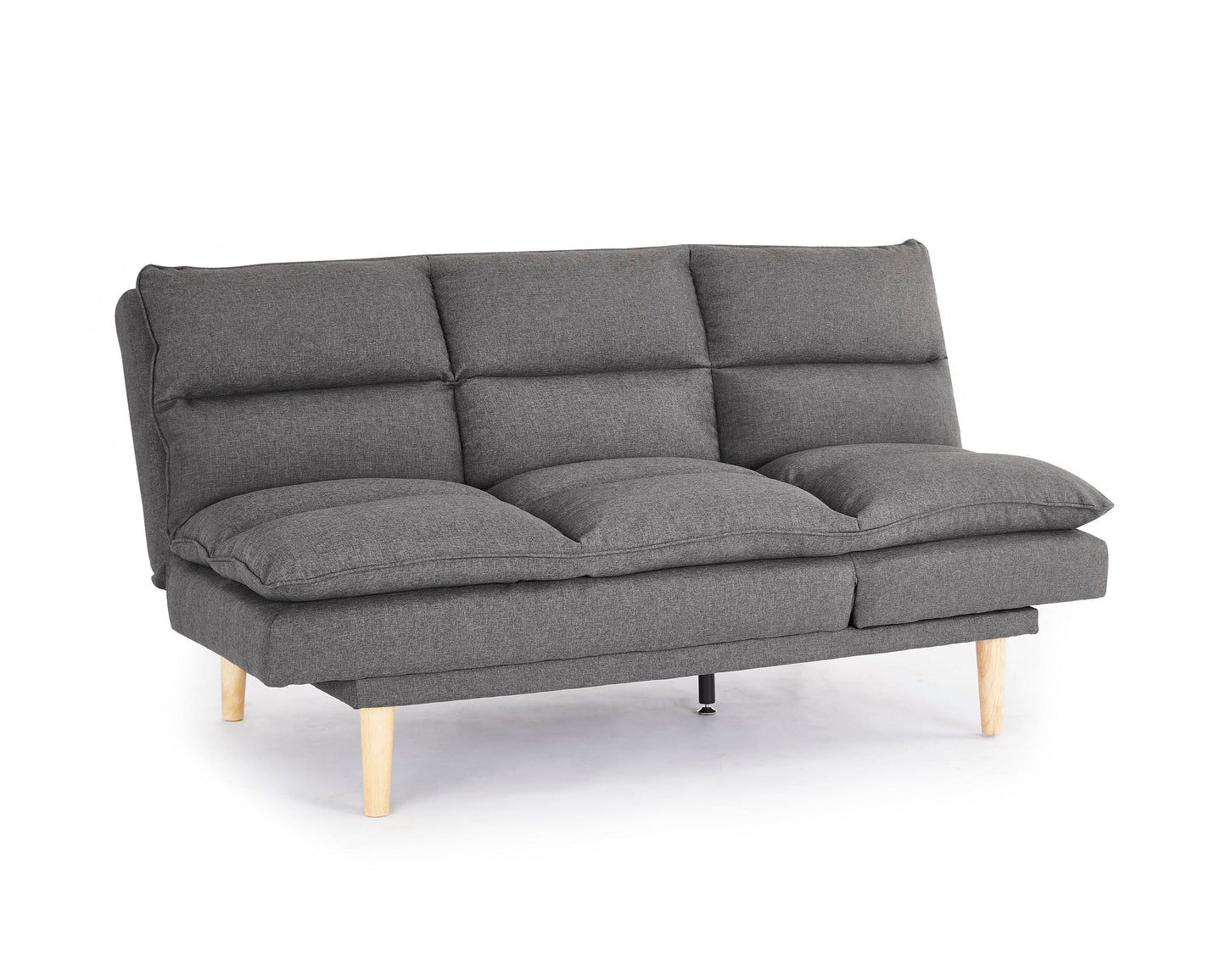 Callum Fabric Sofa Bed Padded Pillow Topped Wooden Legs Chaise, Grey Fabric