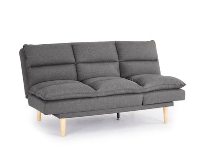 Callum Fabric Sofa Bed Padded Pillow Topped Wooden Legs Chaise, Grey Fabric