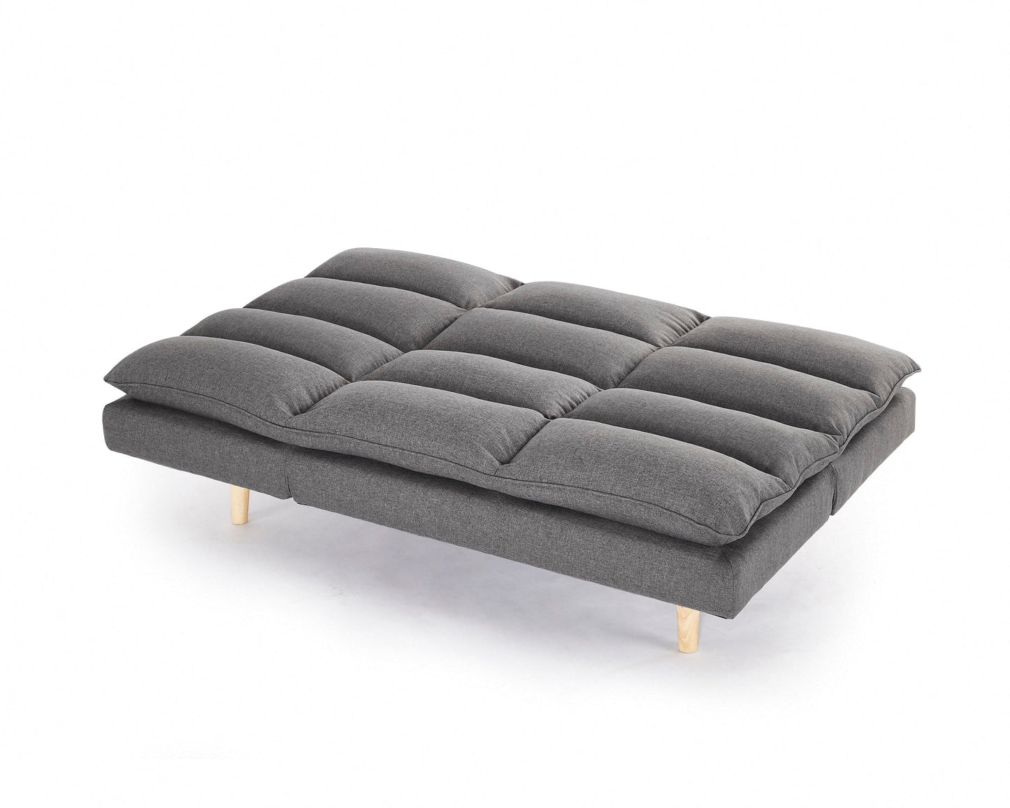 Callum Fabric Sofa Bed Padded Pillow Topped Wooden Legs Chaise, Grey Fabric