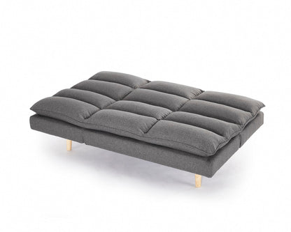 Callum Fabric Sofa Bed Padded Pillow Topped Wooden Legs Chaise, Grey Fabric