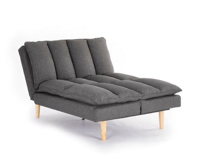 Callum Fabric Sofa Bed Padded Pillow Topped Wooden Legs Chaise, Grey Fabric