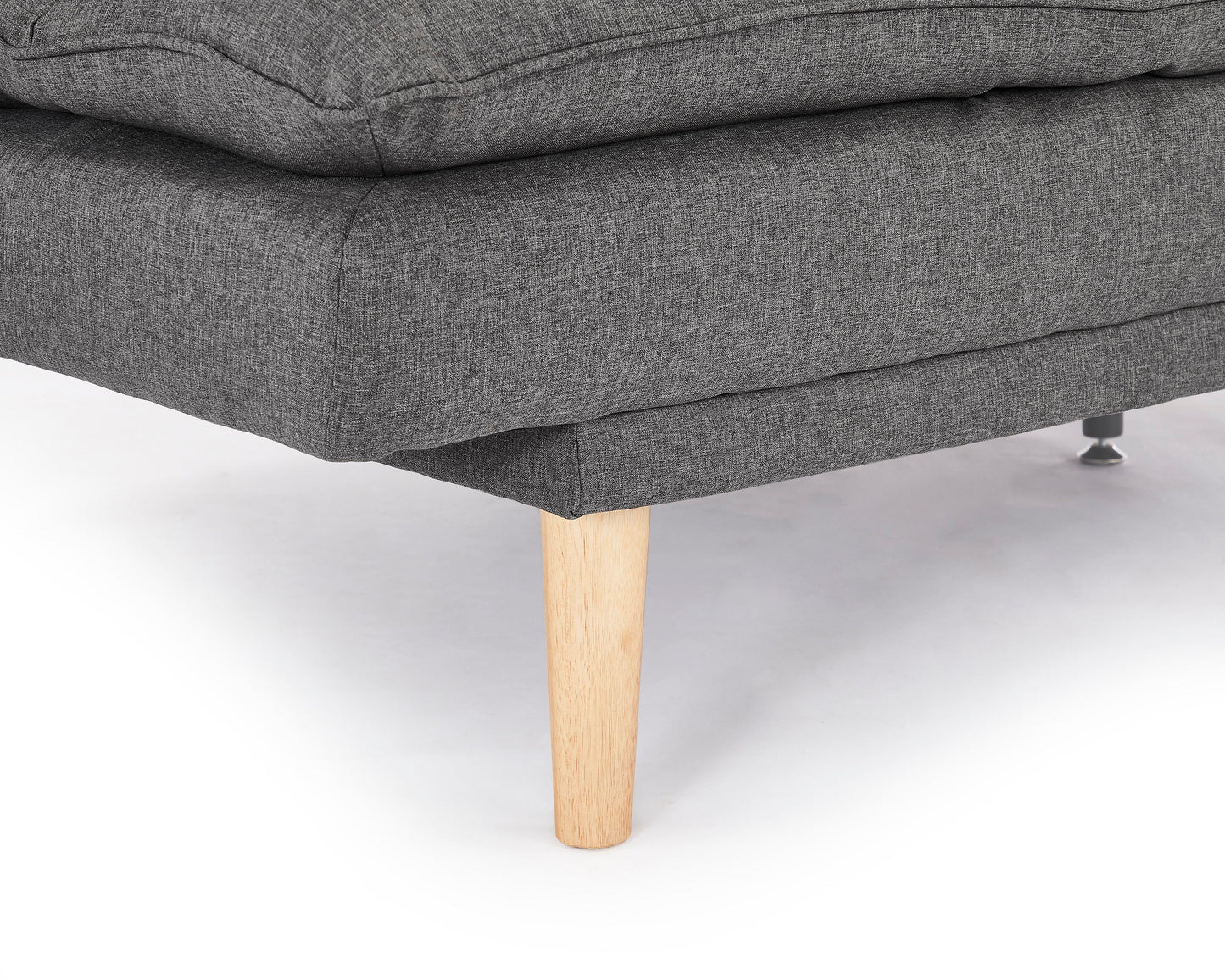 Callum Fabric Sofa Bed Padded Pillow Topped Wooden Legs Chaise, Grey Fabric
