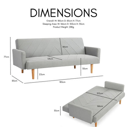 Alexs Light Grey Fabric Sofa Bed