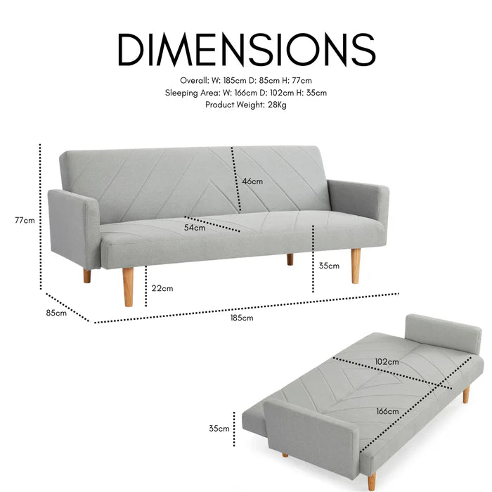 Alexs Dark Grey Fabric Sofa Bed