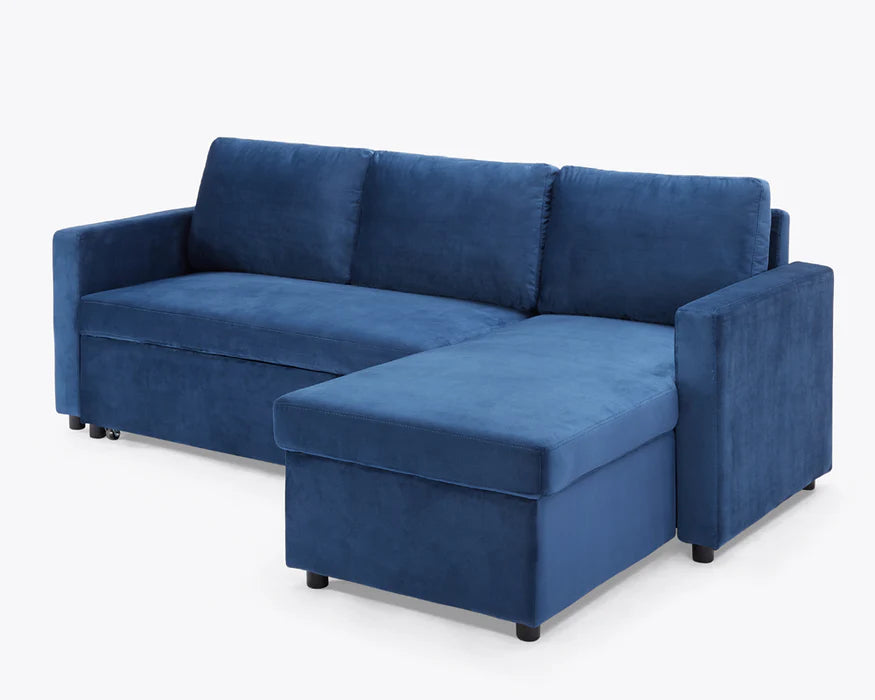 Oliver Blue Velvet Pull Out Sofa Bed