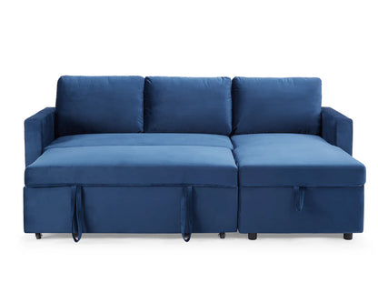 Oliver Blue Velvet Pull Out Sofa Bed