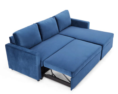 Oliver Blue Velvet Pull Out Sofa Bed