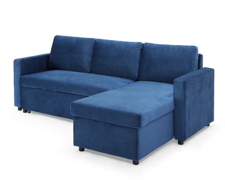 Oliver Blue Velvet Pull Out Sofa Bed