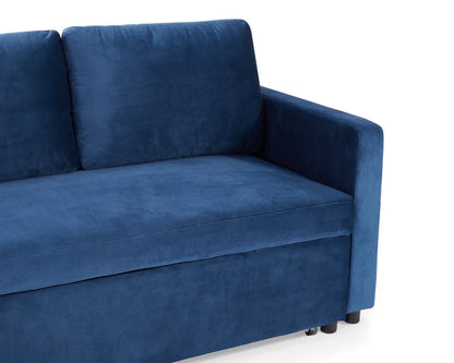 Oliver Blue Velvet Pull Out Sofa Bed