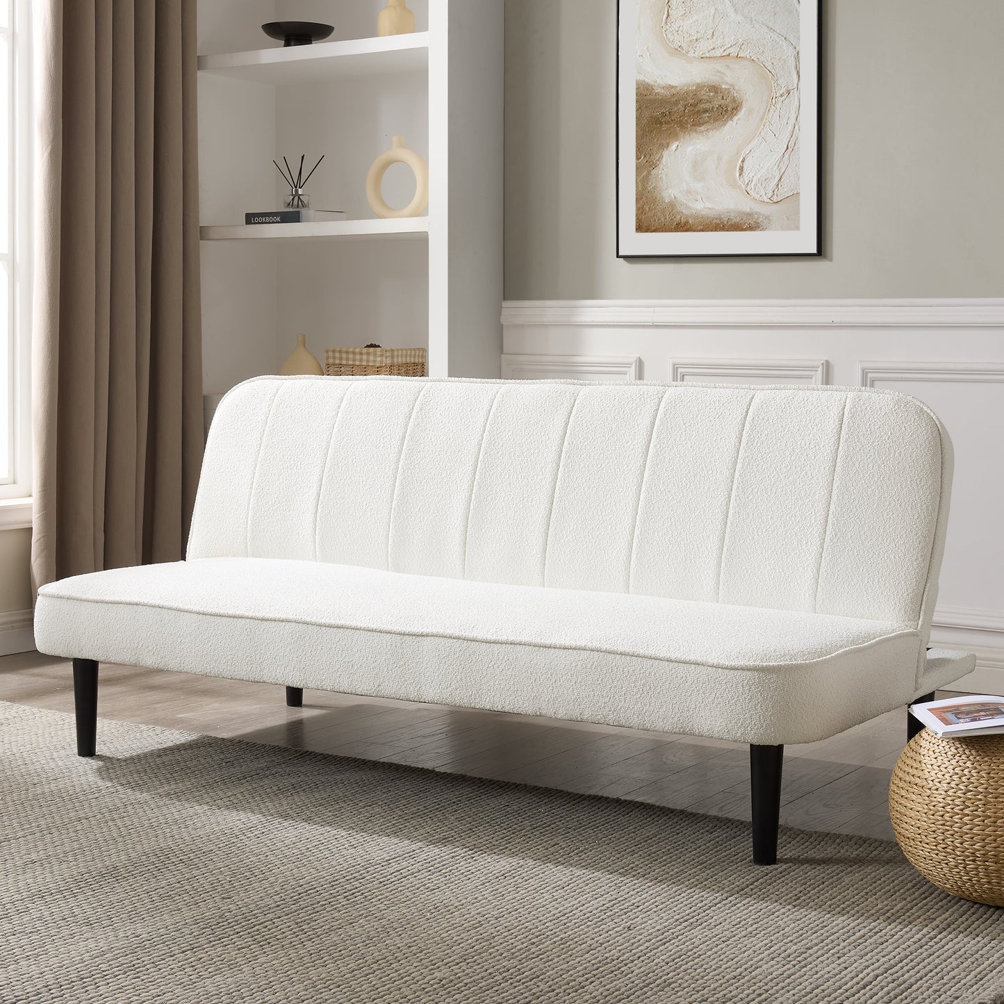 Milan Sofa Bed, White Boucle