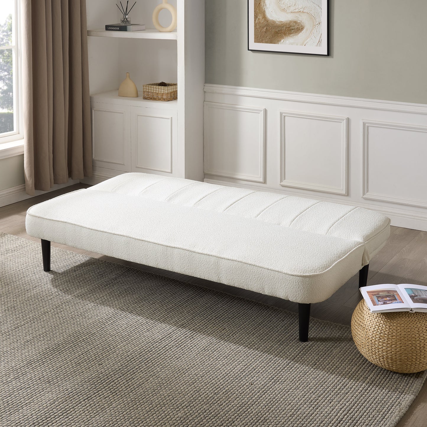 Milan Sofa Bed, White Boucle