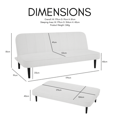 Milan Sofa Bed, White Boucle