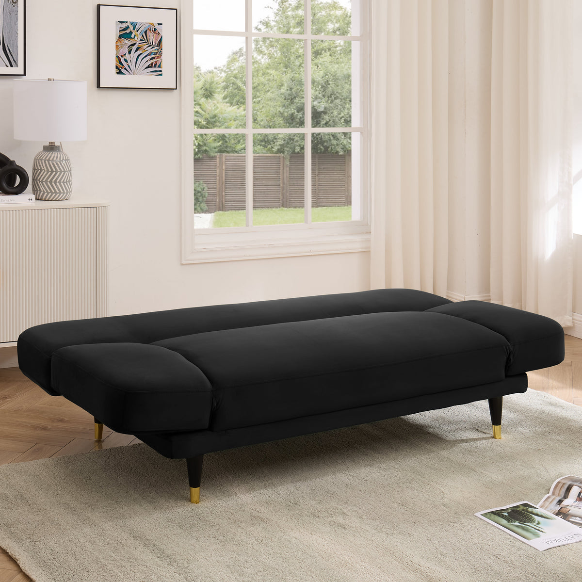 Sienna Sofa Bed, Black Velvet