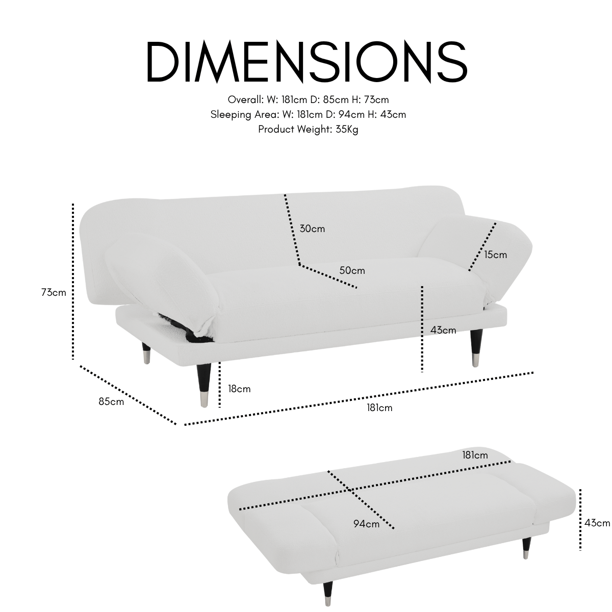 Sienna Sofa Bed, Black Velvet