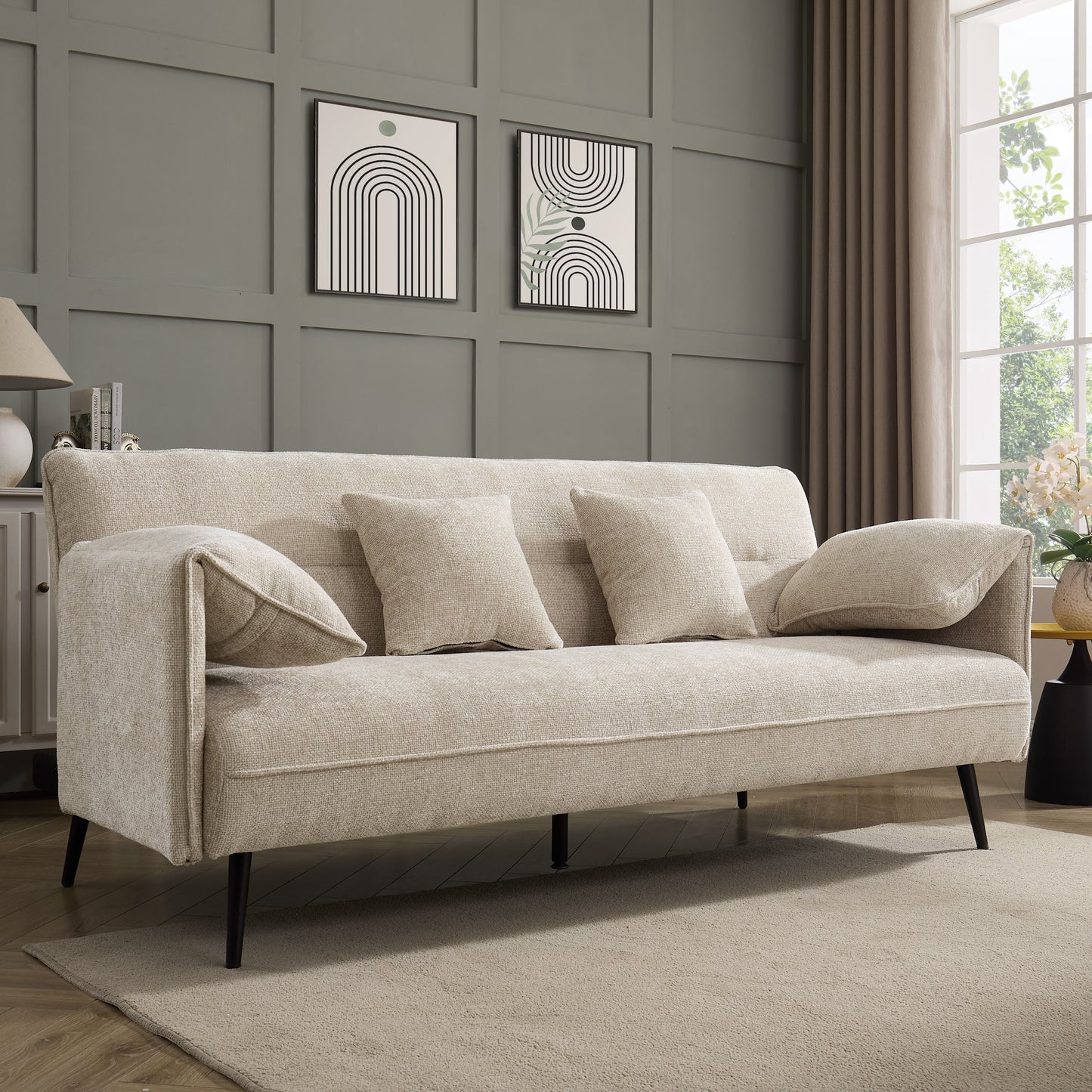 Franklin Sofa Bed, Beige Chenille