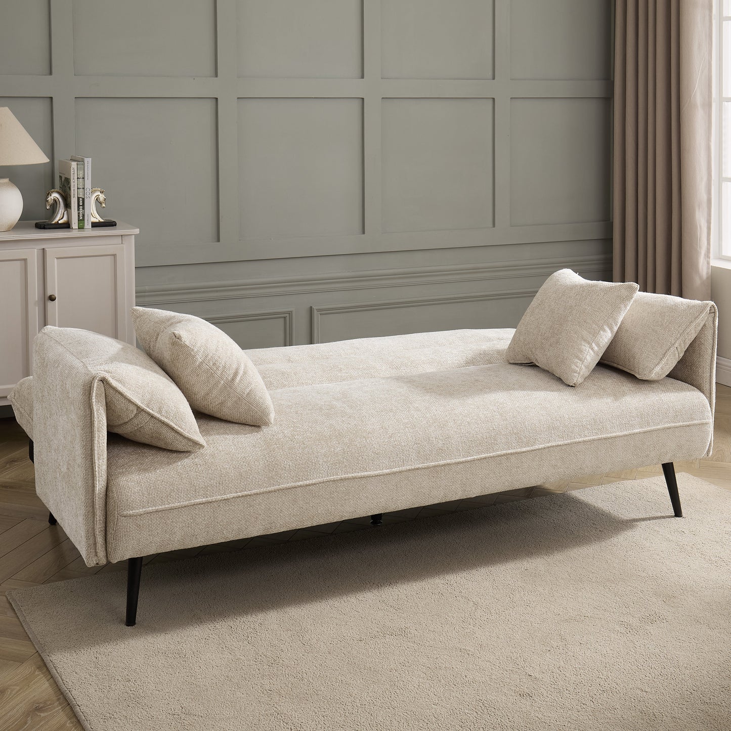 Franklin Sofa Bed, Beige Chenille
