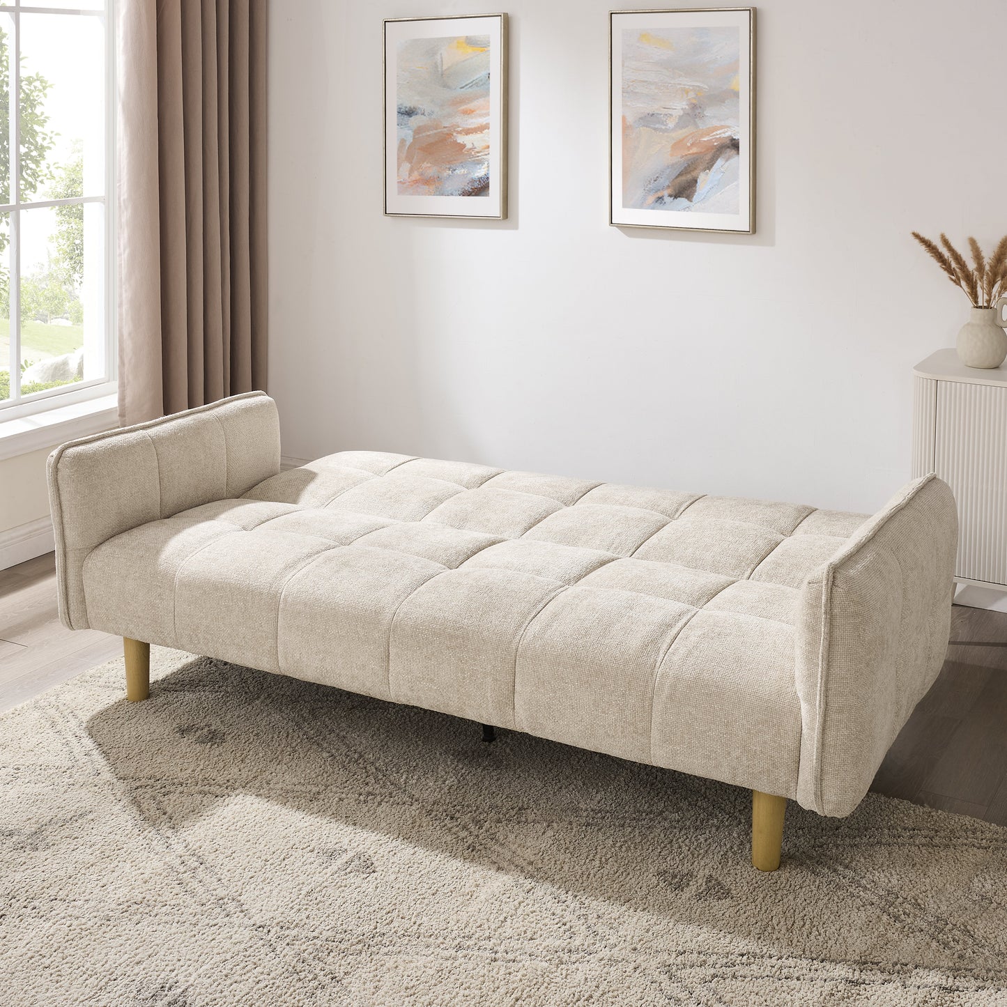 Jemma Sofa Bed, Beige Chenille