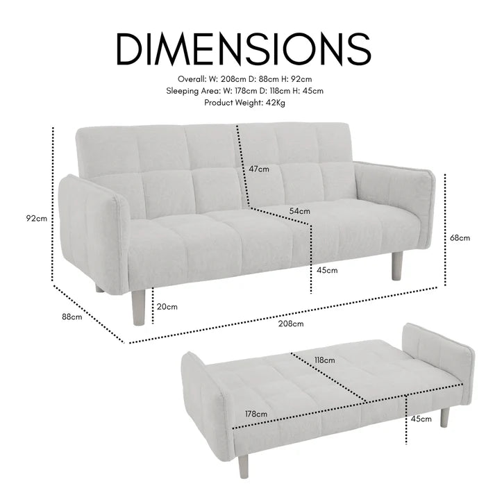 Jemma Blue Chenille Fabric Sofa Bed