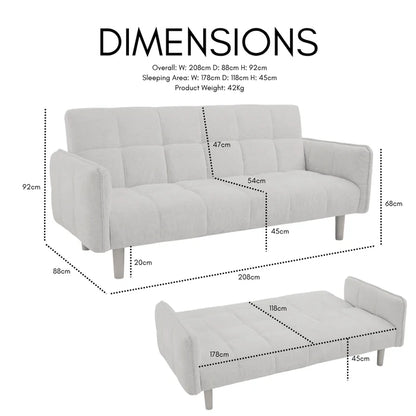 Jemma Sage Green Chenille Fabric Sofa Bed