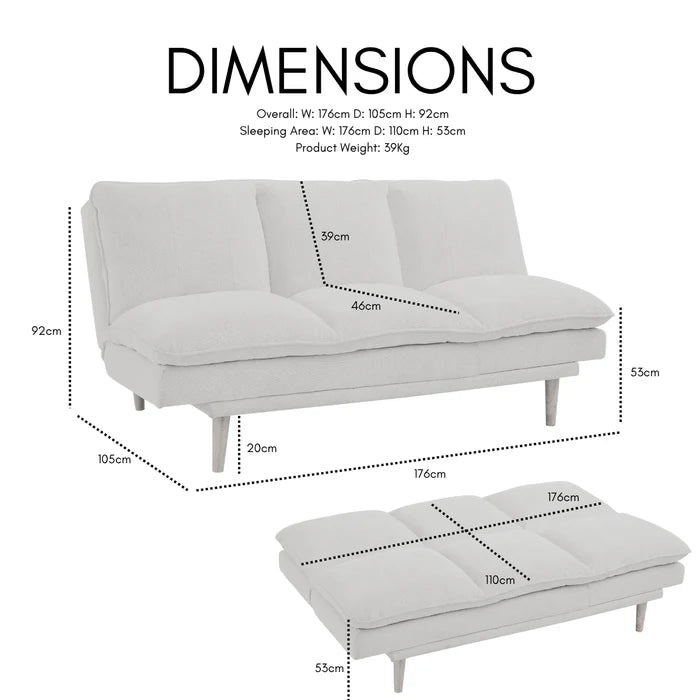 Melody Beige Linen Fabric Sofa Bed