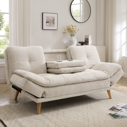 Romeo Sofa Bed, Beige Chenille
