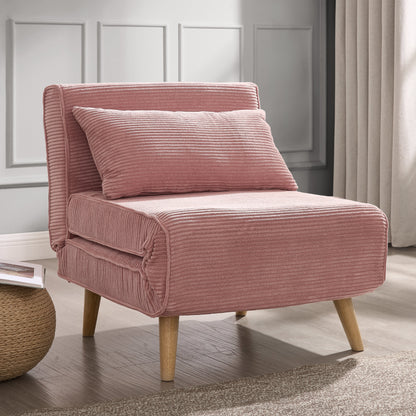 Valley Single Sofa Bed - Pink Cord