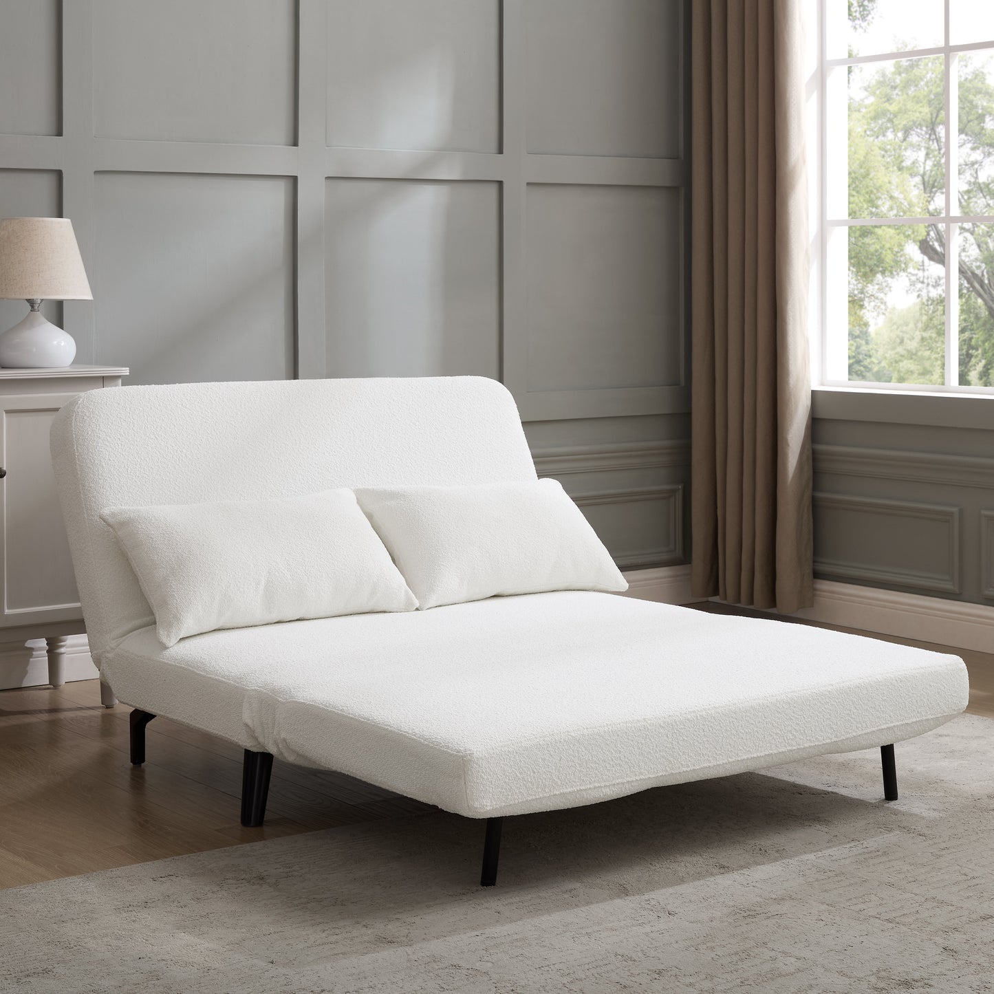 LawsonSofa Bed, White Boucle