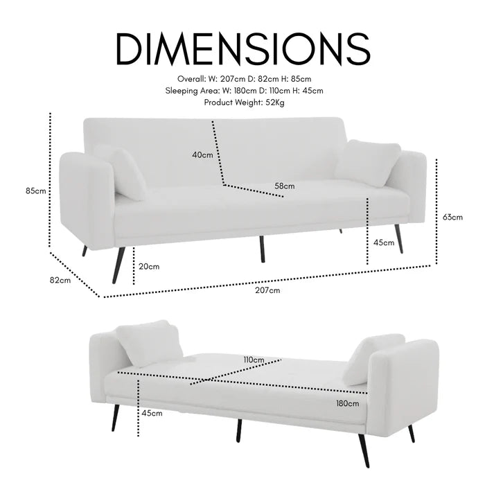 Tyler Beige Cord Sofa Bed