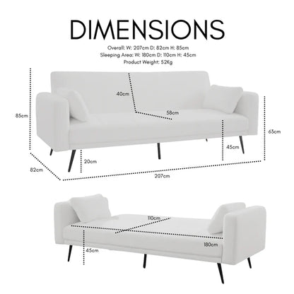 Tyler Beige Cord Sofa Bed