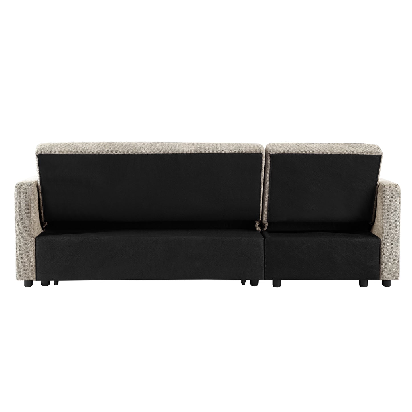 Kayla Pull-Out Sofa Bed With Reversible Storage Chaise, Beige Linen