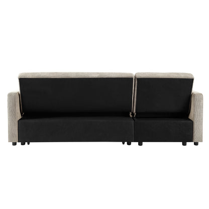 Kayla Pull-Out Sofa Bed With Reversible Storage Chaise, Beige Linen