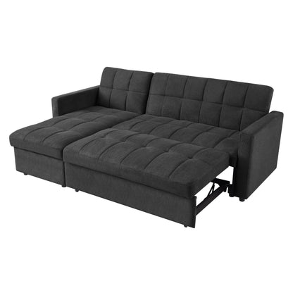 Kayla Pull-Out Sofa Bed With Reversible Storage Chaise, Charcoal Linen