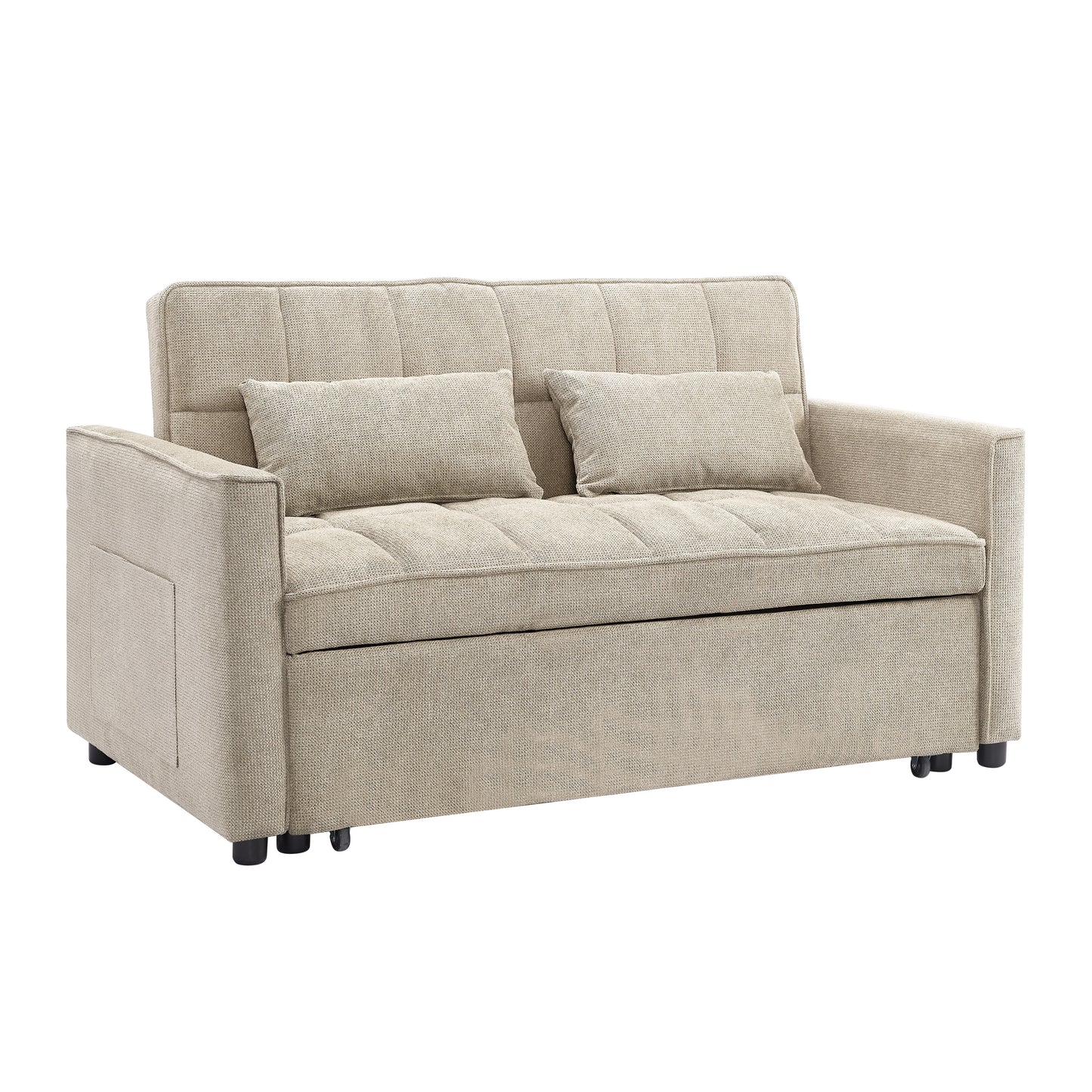 Kayla Pull-Out Sofa Bed, Beige Linen