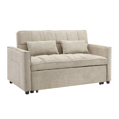 Kayla Pull-Out Sofa Bed, Beige Linen