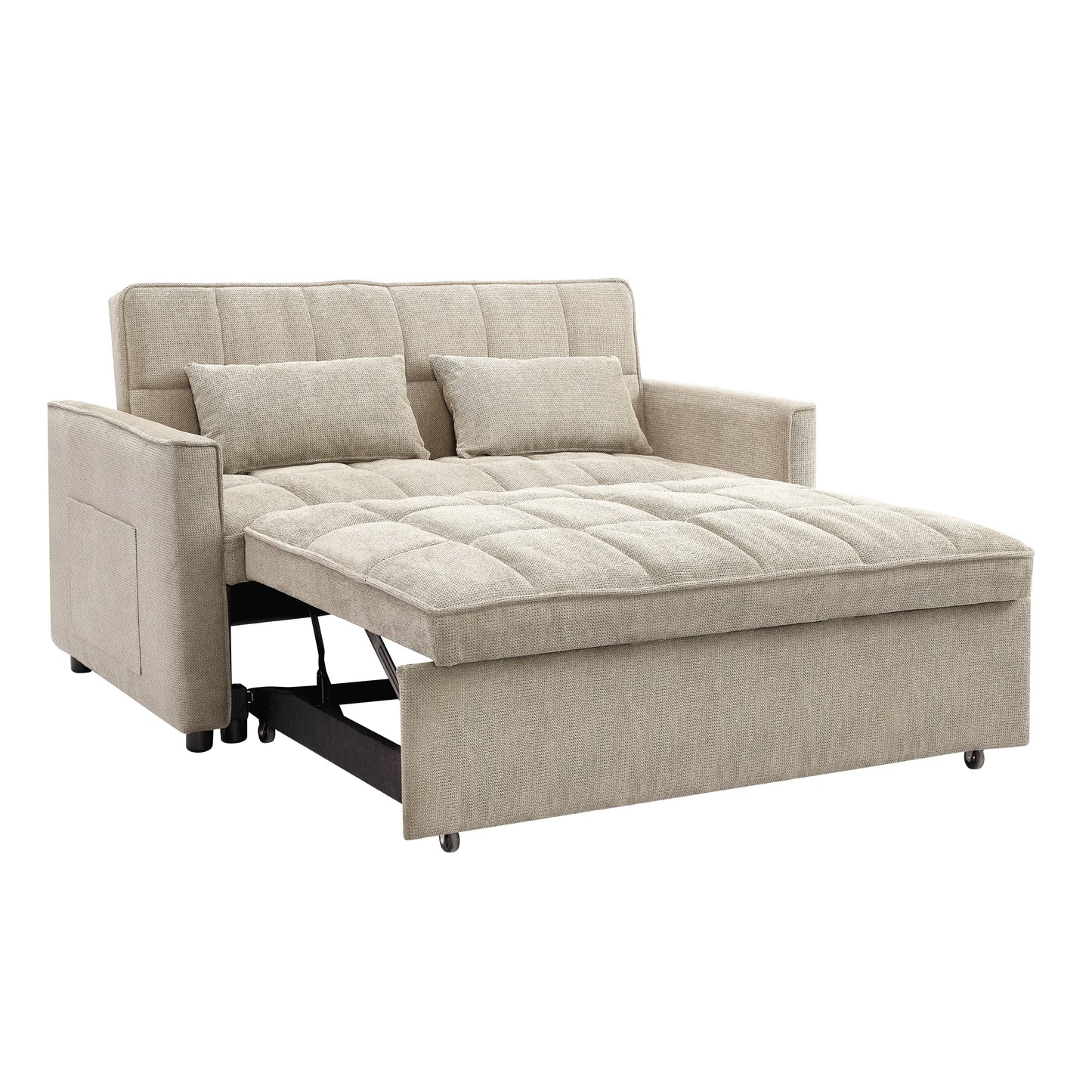 Kayla Pull-Out Sofa Bed, Beige Linen