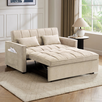Kayla Pull-Out Sofa Bed, Beige Linen