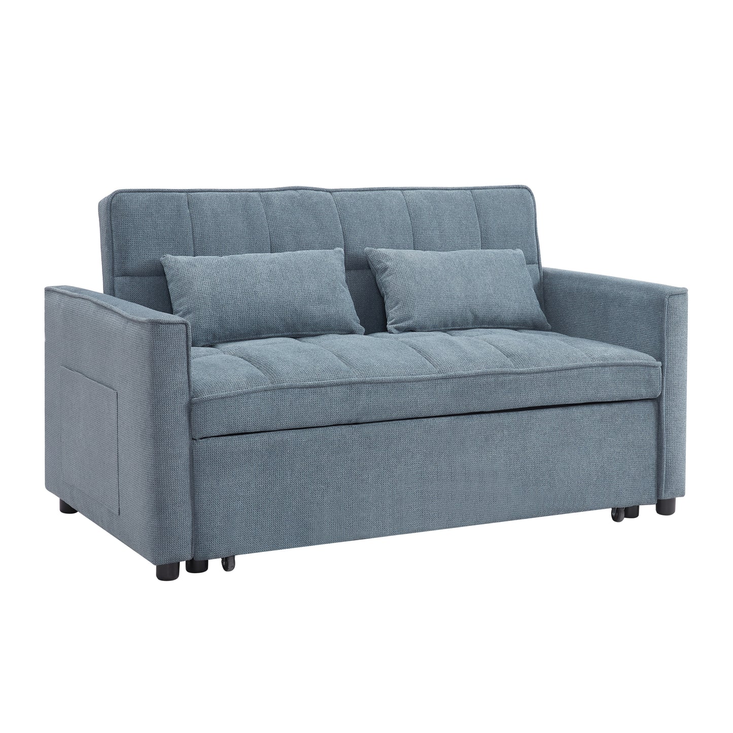 Kayla Pull-Out Sofa Bed, Blue Linen