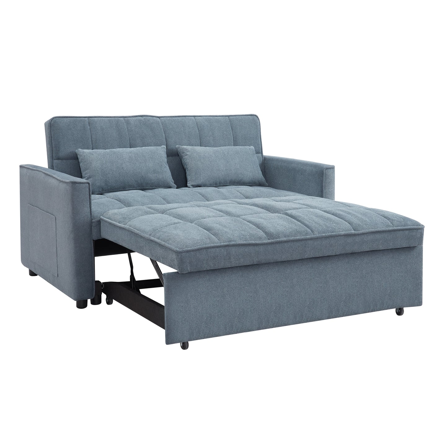 Kayla Pull-Out Sofa Bed, Blue Linen