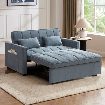 Kayla Pull-Out Sofa Bed, Blue Linen